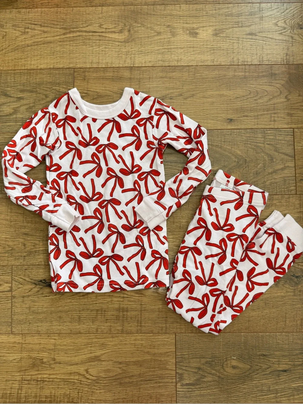 GAP White Pajama Set with Red Bow Print